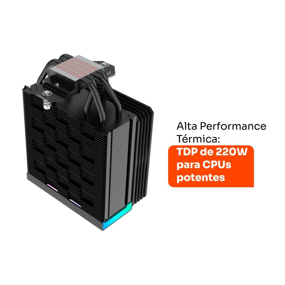 Air Cooler Gamer Balão.info Alisius 500, ARGB com Display, AMD/ INTEL, 120mm, 220W - HAC500PT - view 6
