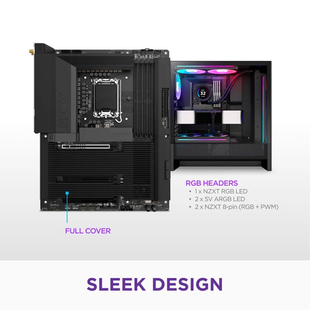 Placa Mãe Gaming NZXT N9 Z890, Intel Z890, LGA 1851, ATX, DDR5, com Wi-Fi e Cover, Preta - N9-Z89XT-B1 - view 8