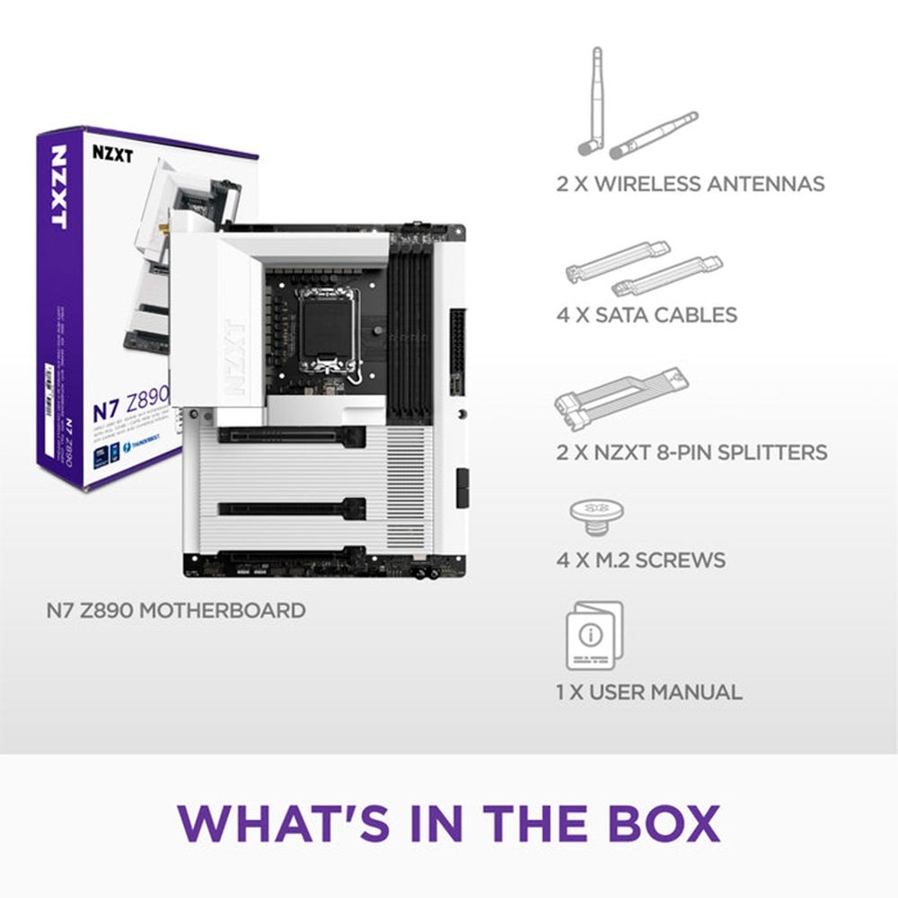 Imagem 7 de 11 do produto Placa Mãe Gaming NZXT N9 Z890, Intel Z890, LGA 1851, ATX, DDR5, com Wi-Fi e Cover, Branca - N9-Z89XT-W1