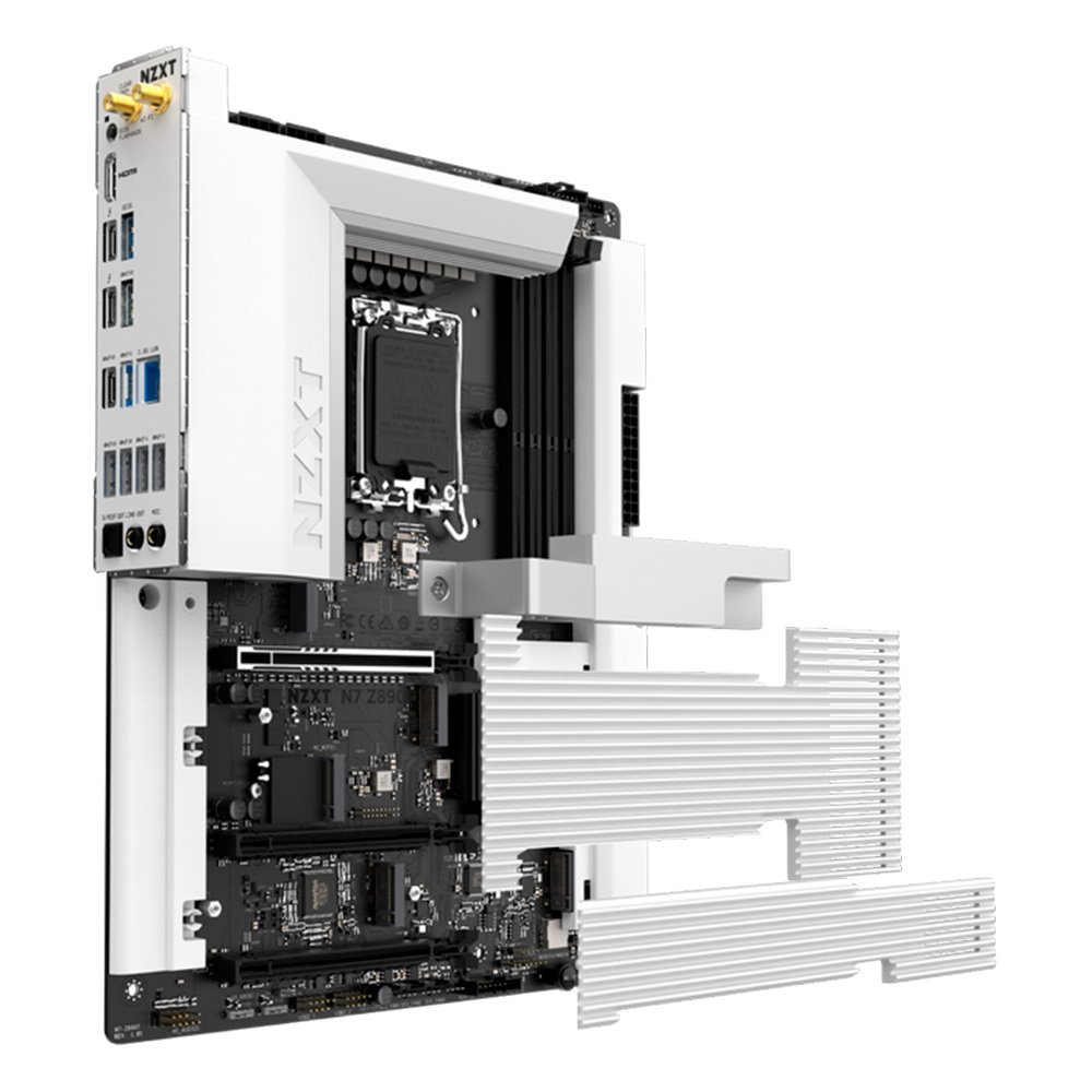 Imagem 3 de 11 do produto Placa Mãe Gaming NZXT N9 Z890, Intel Z890, LGA 1851, ATX, DDR5, com Wi-Fi e Cover, Branca - N9-Z89XT-W1