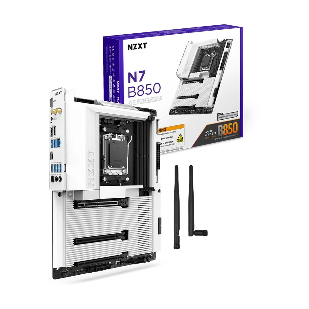 Placa Mãe NZXT N7 B850, AMD B850, AM5, ATX, DDR5, com Wi-Fi e Cover, Branca - N7-B85XT-W1 4