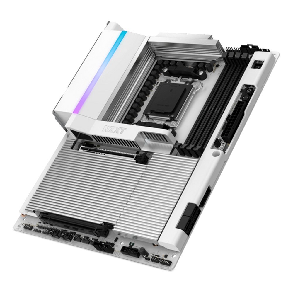Placa Mãe NZXT N9 X870E, AMD X870E, AM5, ATX, DDR5, com Wi-Fi e Cover, Branca - N9-X87XT-W1 Placa Mãe NZXT N9 X870E, AMD X870E, AM5, ATX, DDR5, com Wi-Fi e Cover, Branca - N9-X87XT-W1