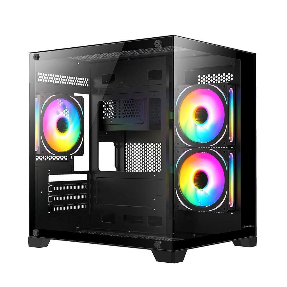 Gabinete Gamer Husky Dome 10, Micro-ATX, Lateral e Frontal em Vidro, Sem Fans, Preto - HGN10PT Gabinete Gamer Husky Dome 10, Micro-ATX, Lateral e Frontal em Vidro, Sem Fans, Preto - HGN10PT