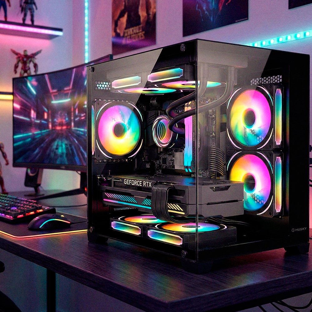 Gabinete Gamer Husky Dome 10, Micro-ATX, Lateral e Frontal em Vidro, Sem Fans, Preto - HGN10PT Gabinete Gamer Husky Dome 10, Micro-ATX, Lateral e Frontal em Vidro, Sem Fans, Preto - HGN10PT
