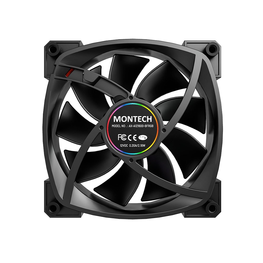 Imagem 3 de 6 do produto Kit com 3 Ventoinhas Montech AX120, 120mm, PWM, ARGB, Preto - AX120 PWM Black 3 in 1