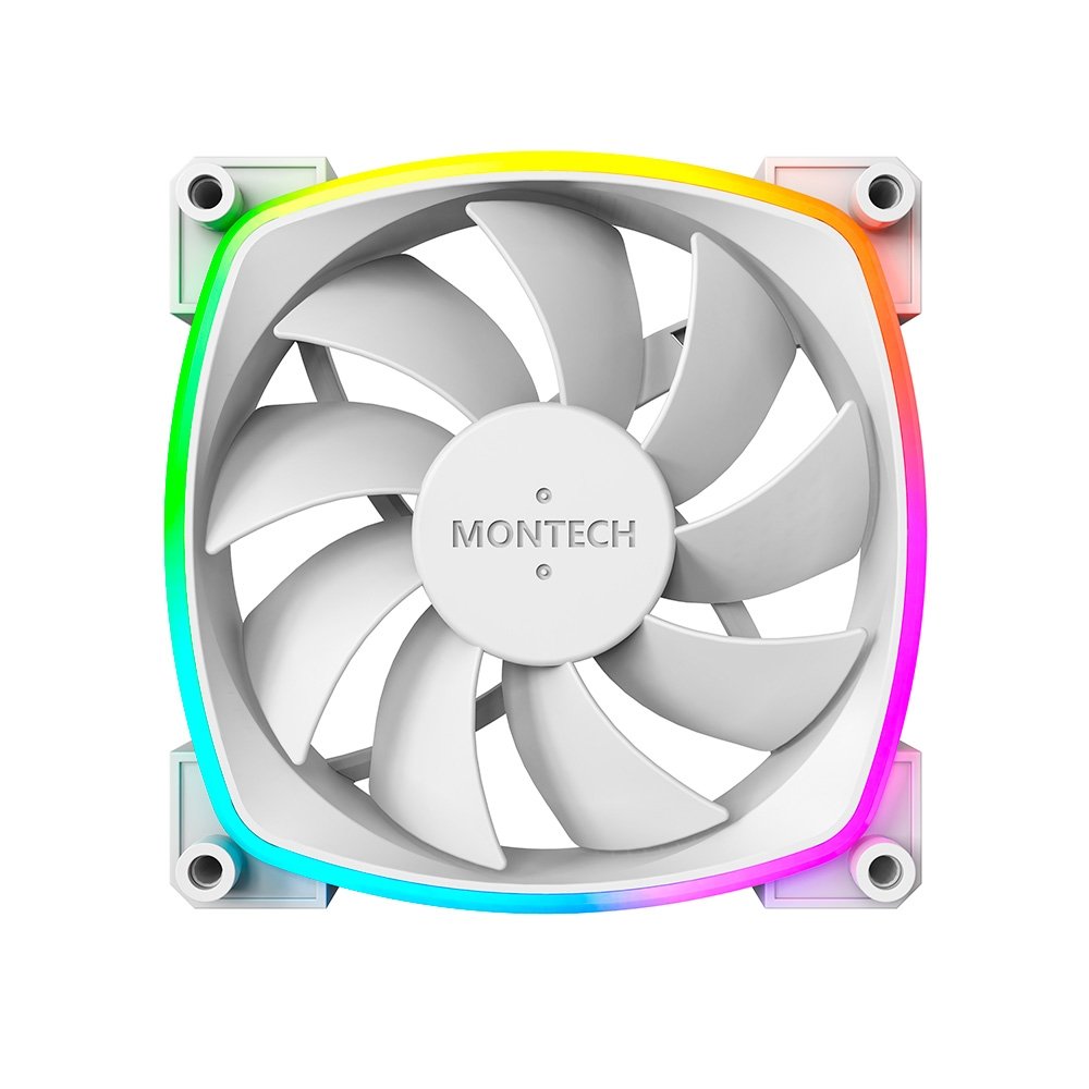 Imagem 2 de 6 do produto Kit com 3 Ventoinhas Montech AX120, 120mm, PWM, ARGB, Branco - AX120 PWM White 3 in 1