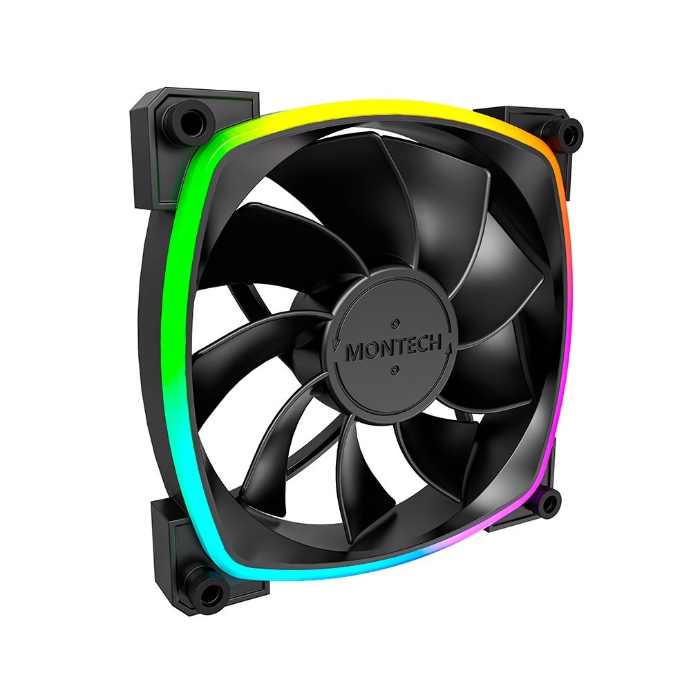Ventoinha Montech RX120, 120mm, PWM, ARGB, Lâmina Reversa, Preto - RX120 PWM Black