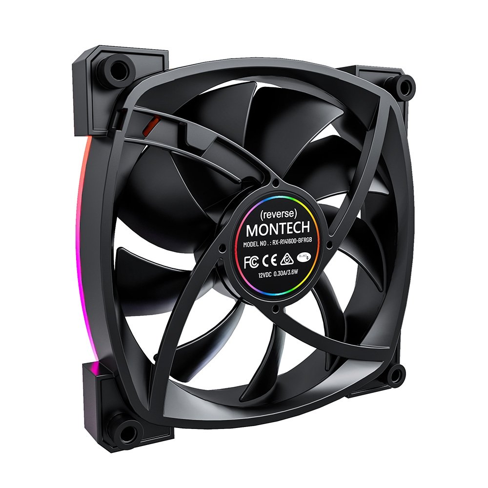 Ventoinha Montech RX140, 140mm, PWM, ARGB, Lâmina Reversa, Preto - RX140 PWM Black - view 4