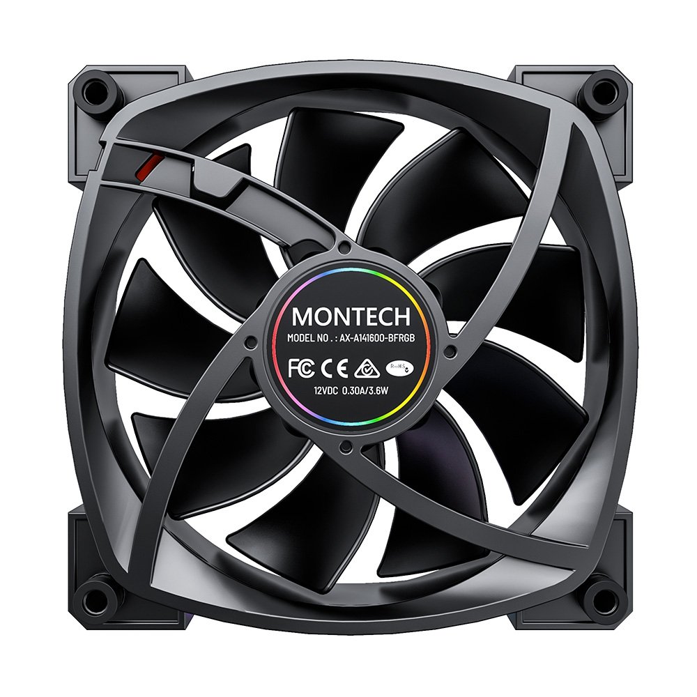 Ventoinha Montech RX140, 140mm, PWM, ARGB, Lâmina Reversa, Preto - RX140 PWM Black - view 2