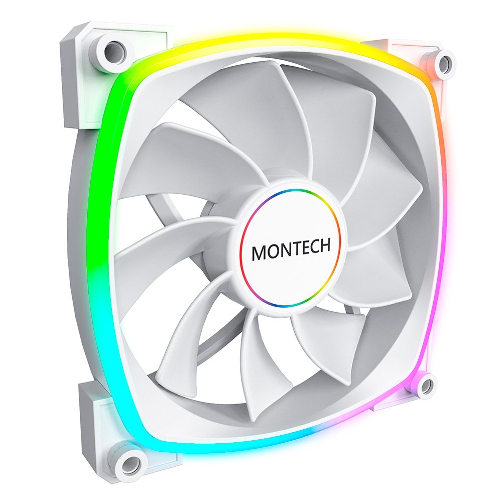 Imagem 3 de 6 do produto Ventoinha Montech RX140, 140mm, PWM, ARGB, Lâmina Reversa, Branco - RX140 PWM White