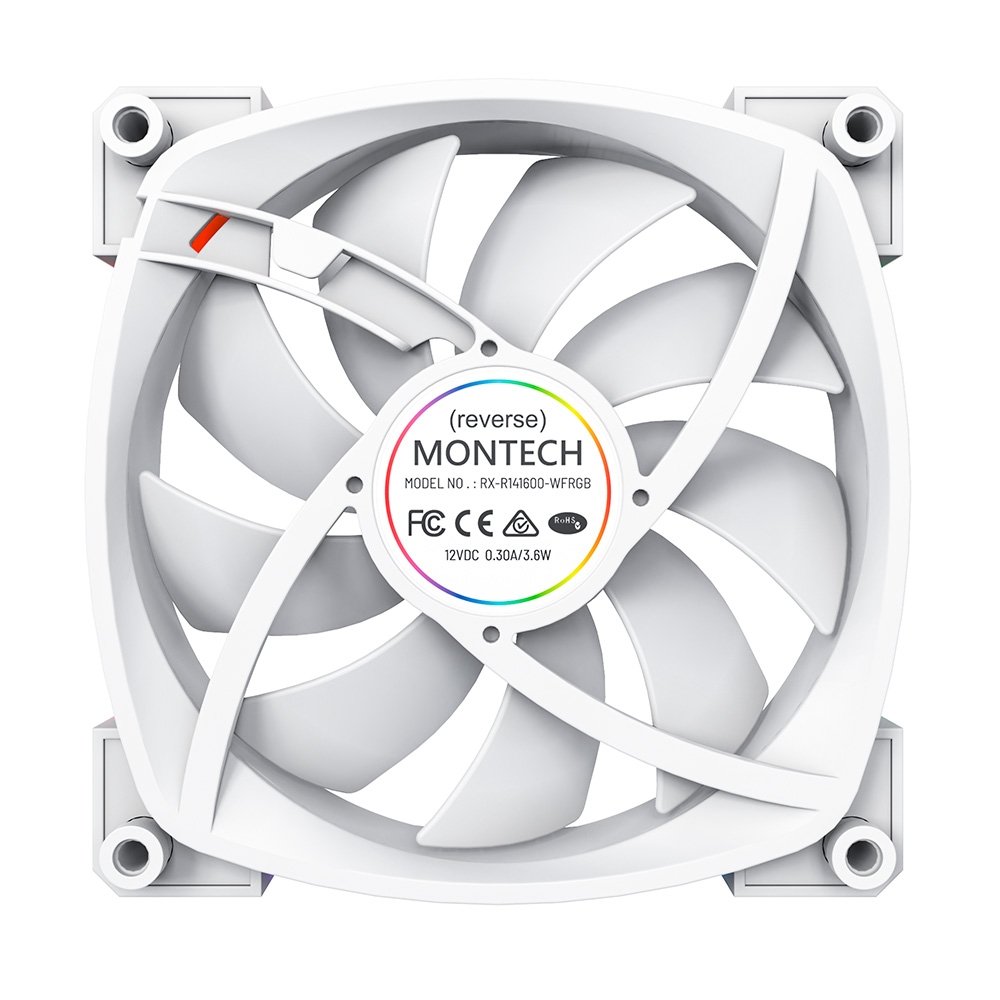 Imagem 2 de 6 do produto Ventoinha Montech RX140, 140mm, PWM, ARGB, Lâmina Reversa, Branco - RX140 PWM White