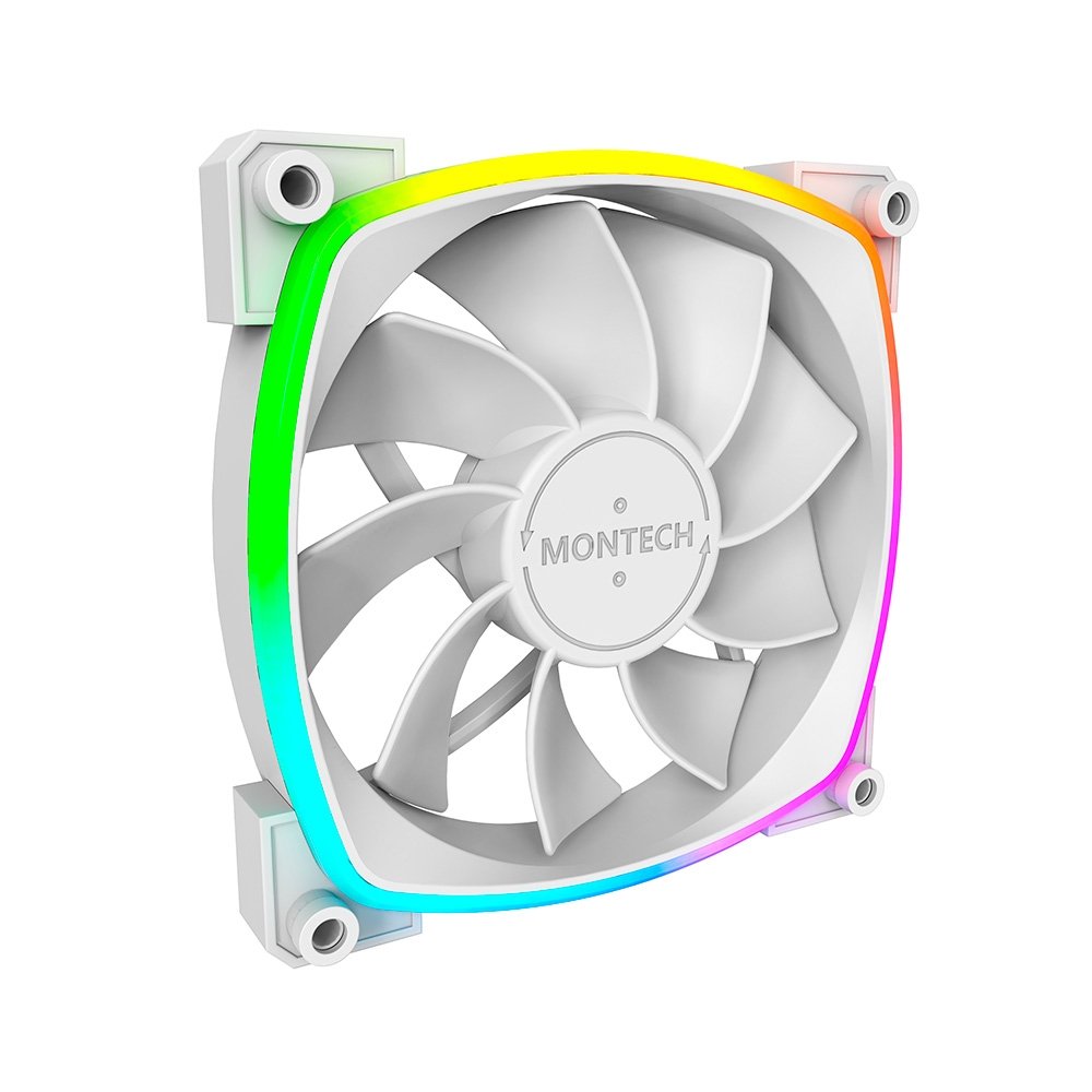 Kit 3 Fans Montech RX120, 120mm, PWM, ARGB, Lâmina Reversa, Branco - RX120 PWM White 3 in 1 - view 3