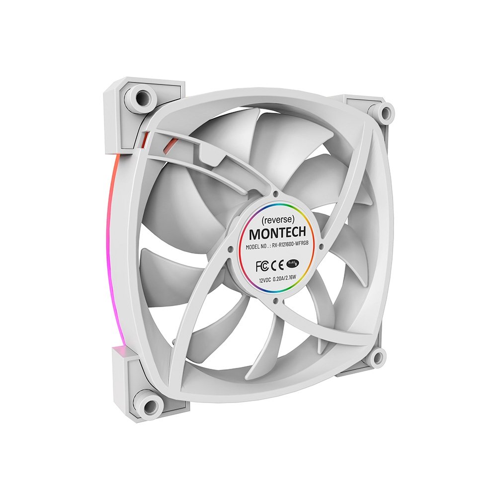 Kit 3 Fans Montech RX120, 120mm, PWM, ARGB, Lâmina Reversa, Branco - RX120 PWM White 3 in 1 - view 4