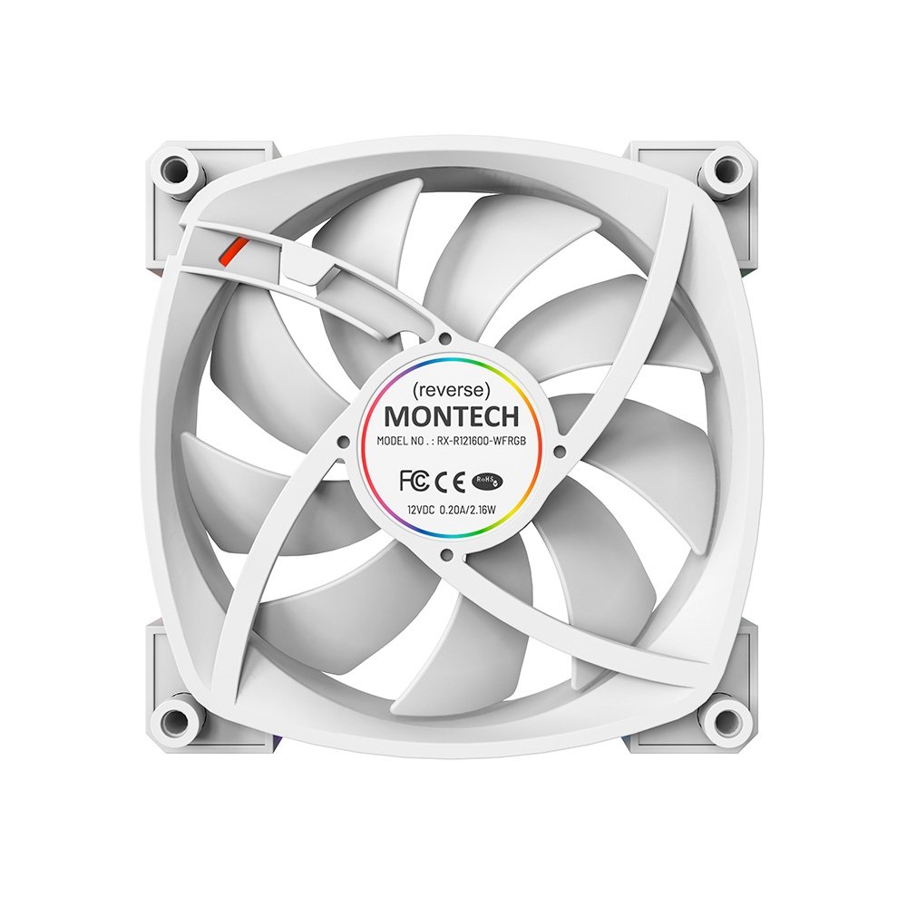 Kit 3 Fans Montech RX120, 120mm, PWM, ARGB, Lâmina Reversa, Branco - RX120 PWM White 3 in 1 - view 2