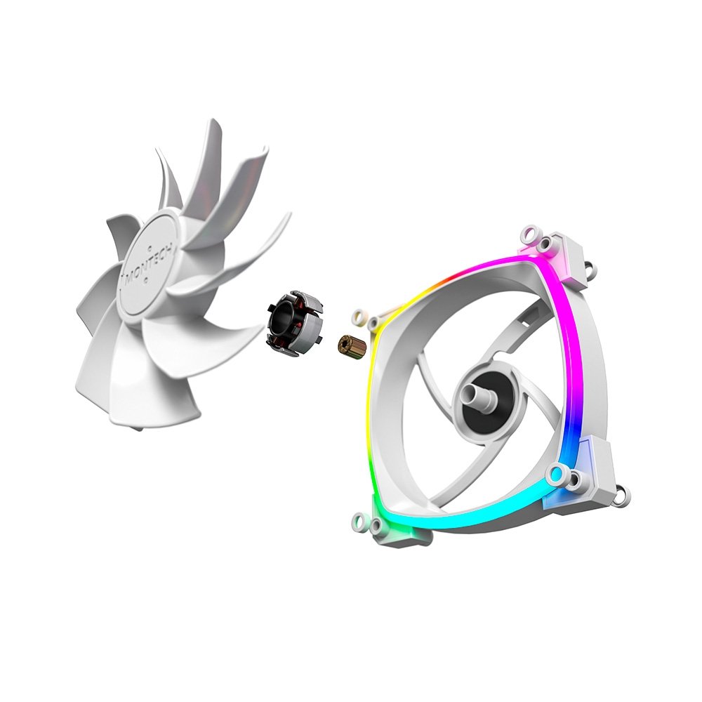Kit 3 Fans Montech RX120, 120mm, PWM, ARGB, Lâmina Reversa, Branco - RX120 PWM White 3 in 1 - view 6