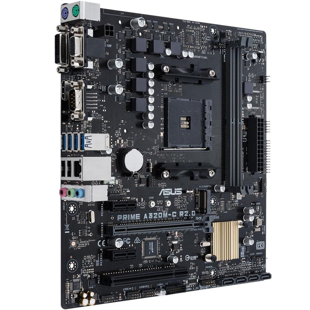 Placa-Mãe Asus Prime A320M-C R2.0, AMD AM4, mATX, DDR4 Placa-Mãe Asus Prime A320M-C R2.0, AMD AM4, mATX, DDR4