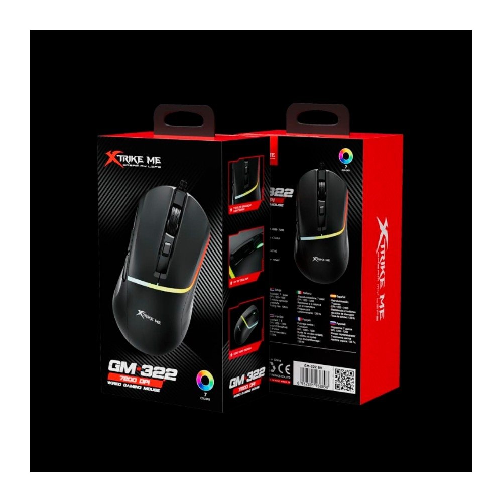Mouse Gamer Xtrike Me GM-322, 7200 DPI, 6 Botões, RGB, Preto - GM-322 BK - view 5