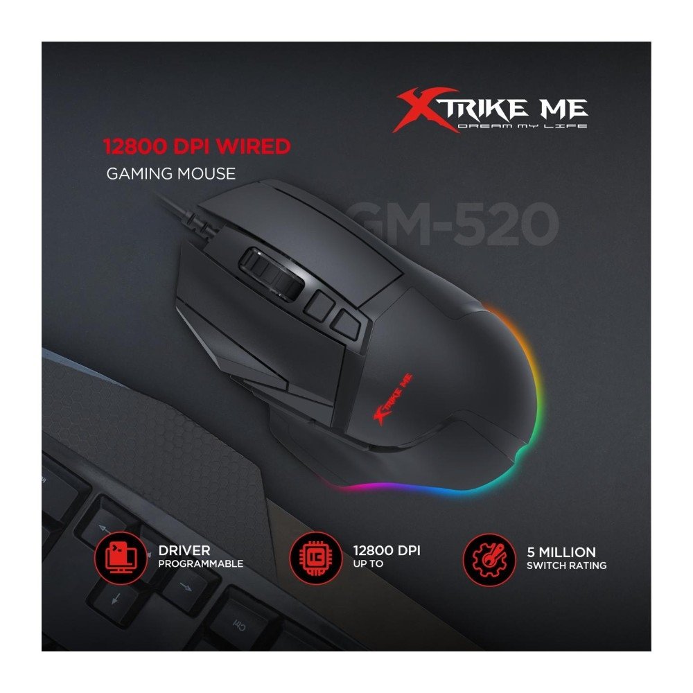 Mouse Gamer Xtrike Me GM-502, 12800 DPI, 8 Botões Programáveis, RGB, Preto - GM-502 - view 7