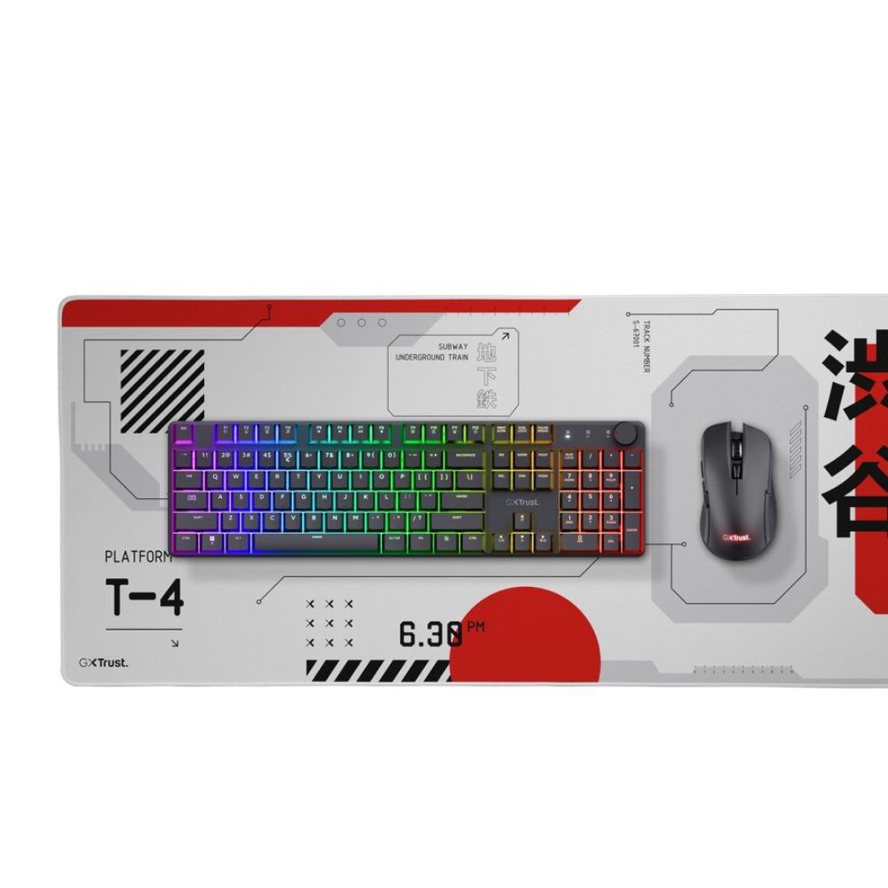 Imagem 4 de 4 do produto Mousepad Gamer GXTrust 759, XXL (900x400mm), Design Japan White, com Bordas Costuradas - 25717