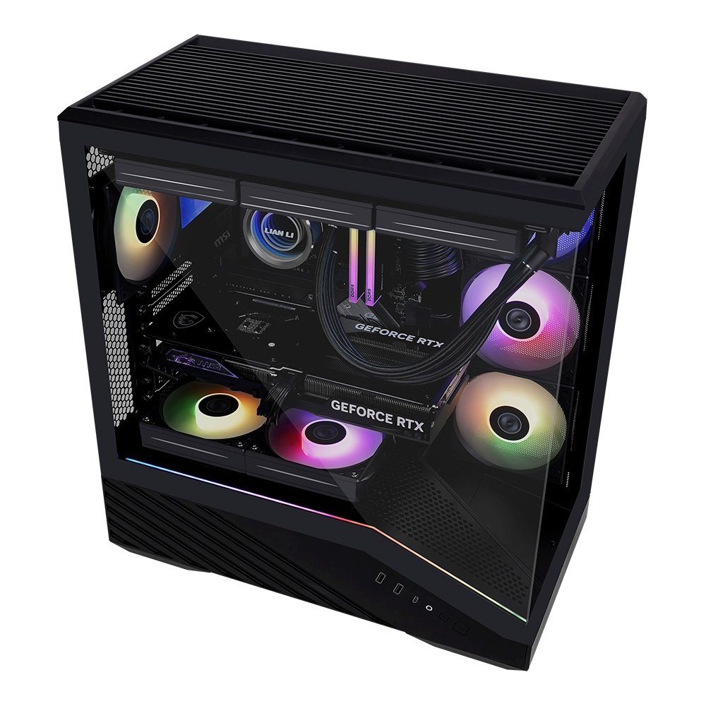 Gabinete Gamer Lian Li Vector V100, Mid-Tower, ATX, Vidro Temperado, ARGB, Sem FANs, Preto - V100X Gabinete Gamer Lian Li Vector V100, Mid-Tower, ATX, Vidro Temperado, ARGB, Sem FANs, Preto - V100X