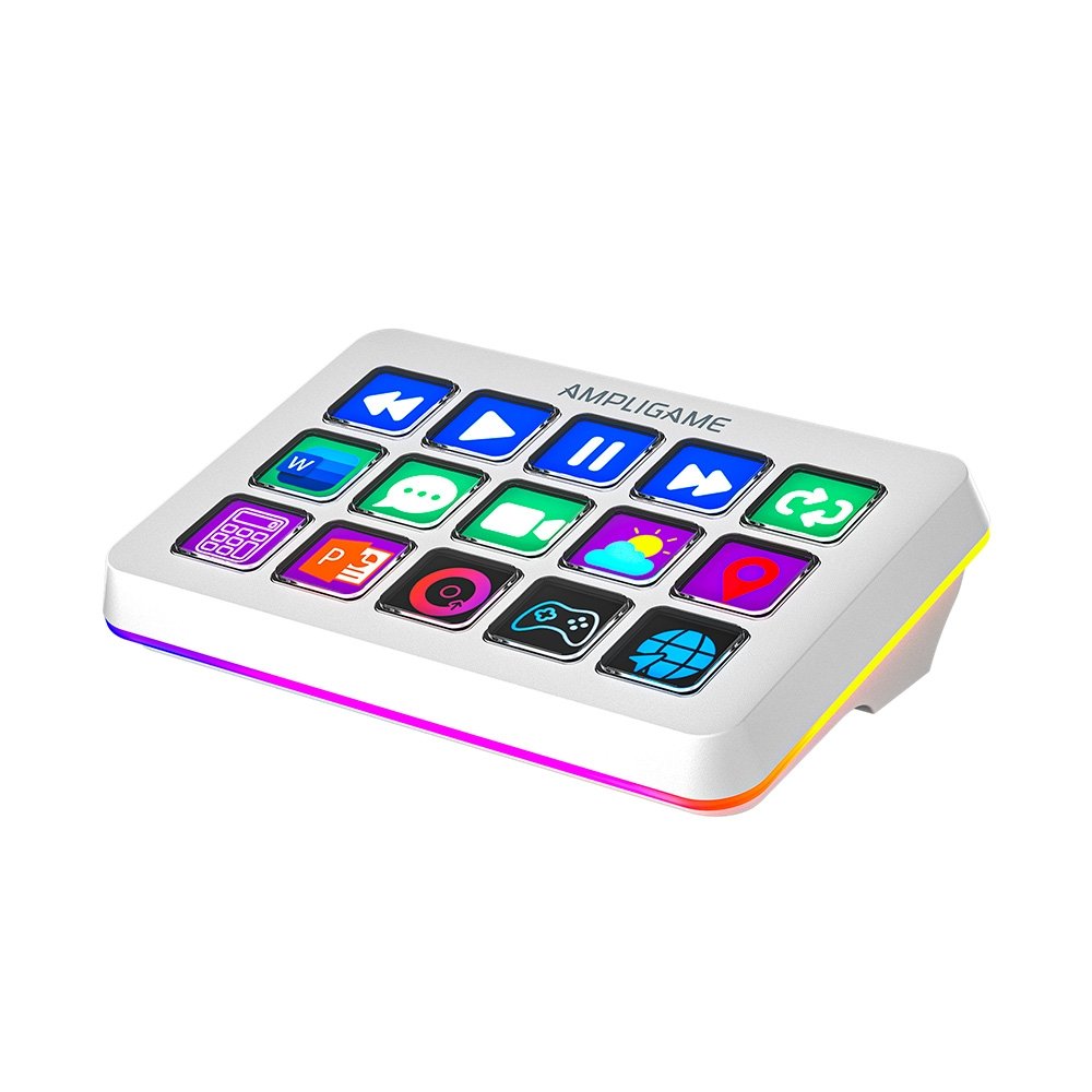 Mesa Controladora Gamer Fifine AmpliGame D6, 15 Teclas Macro LCD, RGB, Branco - D6W - view 3