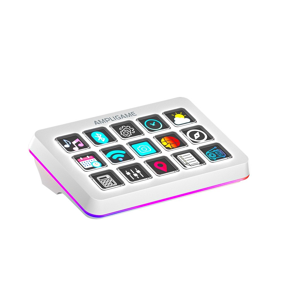 Mesa Controladora Gamer Fifine AmpliGame D6, 15 Teclas Macro LCD, RGB, Branco - D6W - view 2