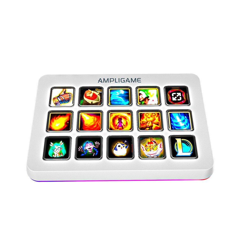 Mesa Controladora Gamer Fifine AmpliGame D6, 15 Teclas Macro LCD, RGB, Branco - D6W