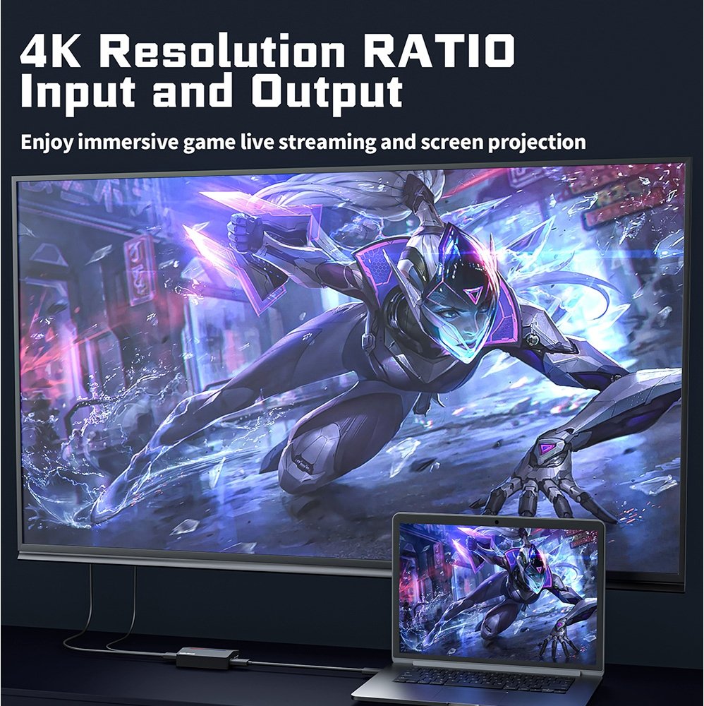 Placa de Captura Fifine V3, 1080p 60FPS, com Loop-out 4K, USB 3.0, RGB, Preta - V3 - view 10