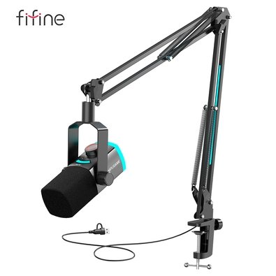 FIFINE AM8PROT USB/XLR ダイナミックマイク ブラック Microfone Gamer Fifine AM8PROT RGB XLR/USB-C