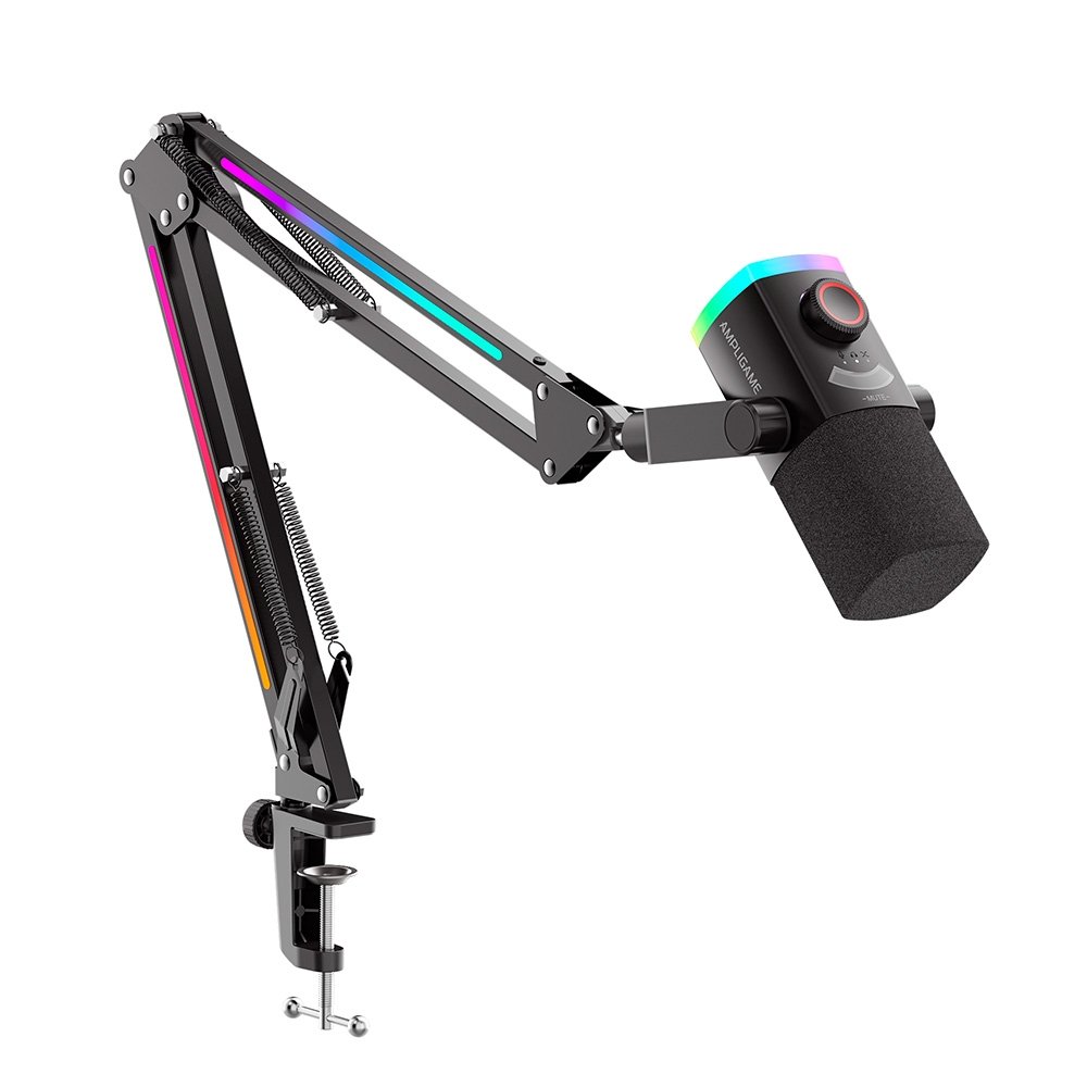 Microfone Dinâmico Gamer Fifine AmpliGame AM8PROT, XLR/USB-C, RGB, Touch Mute, com Braço Articulado - AM8PROT - view 6