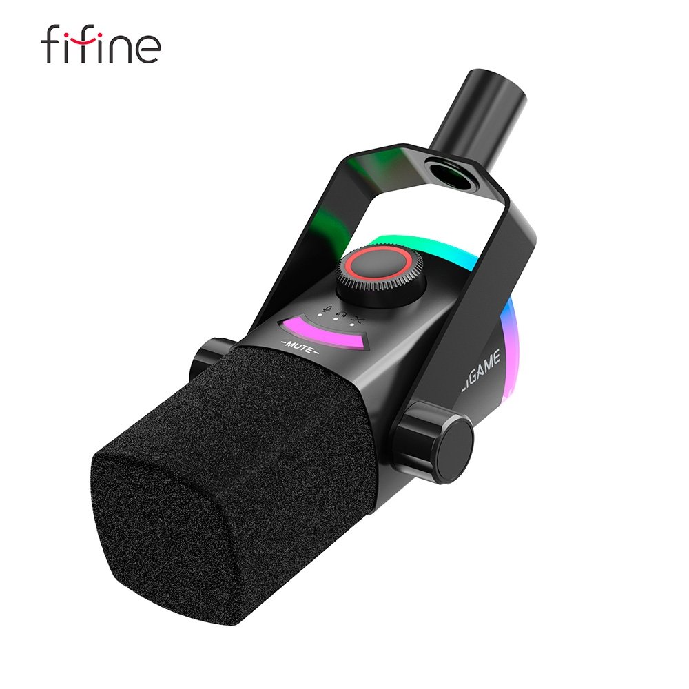 Microfone Gamer Fifine AM8PROT RGB XLR/USB-C