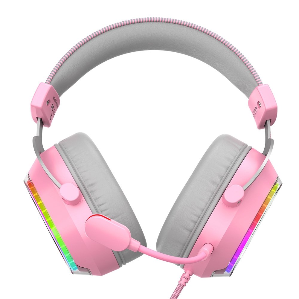 Headset Gamer Fifine AmpliGame H13, 7.1 Surround, Microfone Removível, RGB, para PC/PS5/( Balão.info), Rosa ( Balão.info - foto 4
