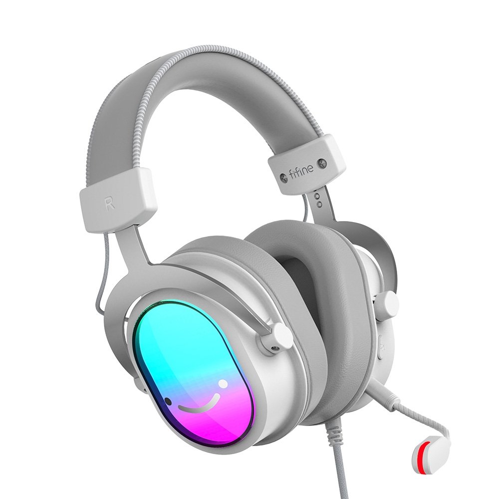 Headset Gamer Fifine AmpliGame H16, 7.1 Surround, Microfone com Cancelamento de Ruído, para PC/PS/MAC, Branco - H16W Headset Gamer Fifine AmpliGame H16, 7.1 Surround, Microfone com Cancelamento de Ruído, para PC/PS/MAC, Branco - H16W