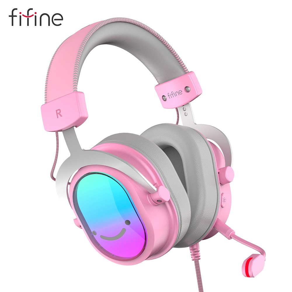 Headset Gamer Fifine AmpliGame H16, 7.1 Surround, Microfone com Cancelamento de Ruído, para PC/PS/MAC, Rosa ( Balão.info - foto 2