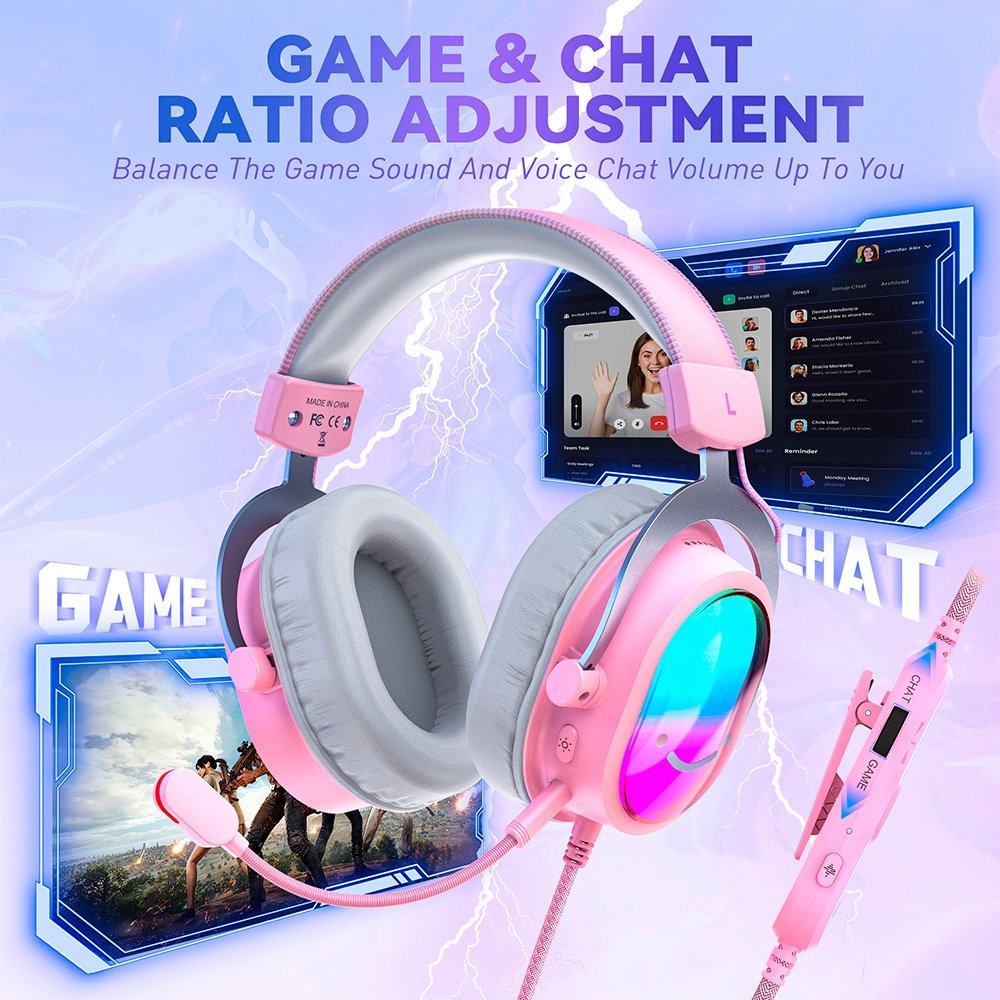 Headset Gamer Fifine AmpliGame H16, 7.1 Surround, Microfone com Cancelamento de Ruído, para PC/PS/MAC, Rosa ( Balão.info - foto 7