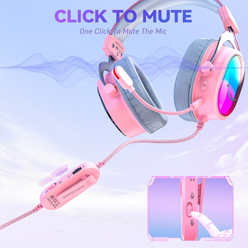 Headset Gamer Fifine AmpliGame H16, 7.1 Surround, Microfone com Cancelamento de Ruído, para PC/PS/MAC, Rosa ( Balão.info - foto 5