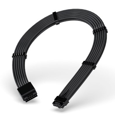 Cabo Extensor de Fonte Rise Mode Sleeved 12VHPWR, PCIE 5.0 16pin (12+4), 30cm, Preto - RM-SL-01-12VHPWR-FB