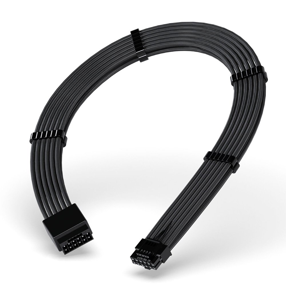 Cabo Extensor de Fonte Rise Mode Sleeved 12VHPWR, PCIE 5.0 16pin (12+4), 30cm, Preto - RM-SL-01-12VHPWR-FB