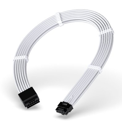 Cabo Extensor de Fonte Rise Mode Sleeved 12VHPWR, PCIE 5.0 16pin (12+4), 30cm, Branco - RM-SL-01-12VHPWR-FW
