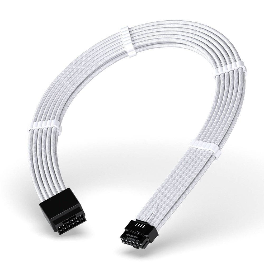 Cabo Extensor de Fonte Rise Mode Sleeved 12VHPWR, PCIE 5.0 16pin (12+4), 30cm, Branco - RM-SL-01-12VHPWR-FW