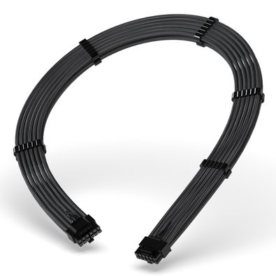 Cabo Extensor de Fonte Rise Mode Sleeved 12VHPWR, PCIE 5.0 16pin (12+4), 60cm, Preto - RM-SL-02-12VHPWR-FB