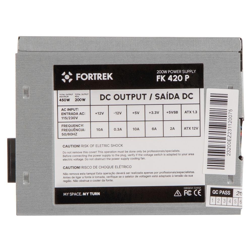 Fonte Fortrek PWS-2003, 200W, Sem Cabo, Prata - FK420P - view 6