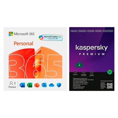 Microsoft 365 Personal ESD - Digital para Download + Kaspersky Antivírus Premium 1 Dispositivo 1 Ano, Digital para Download