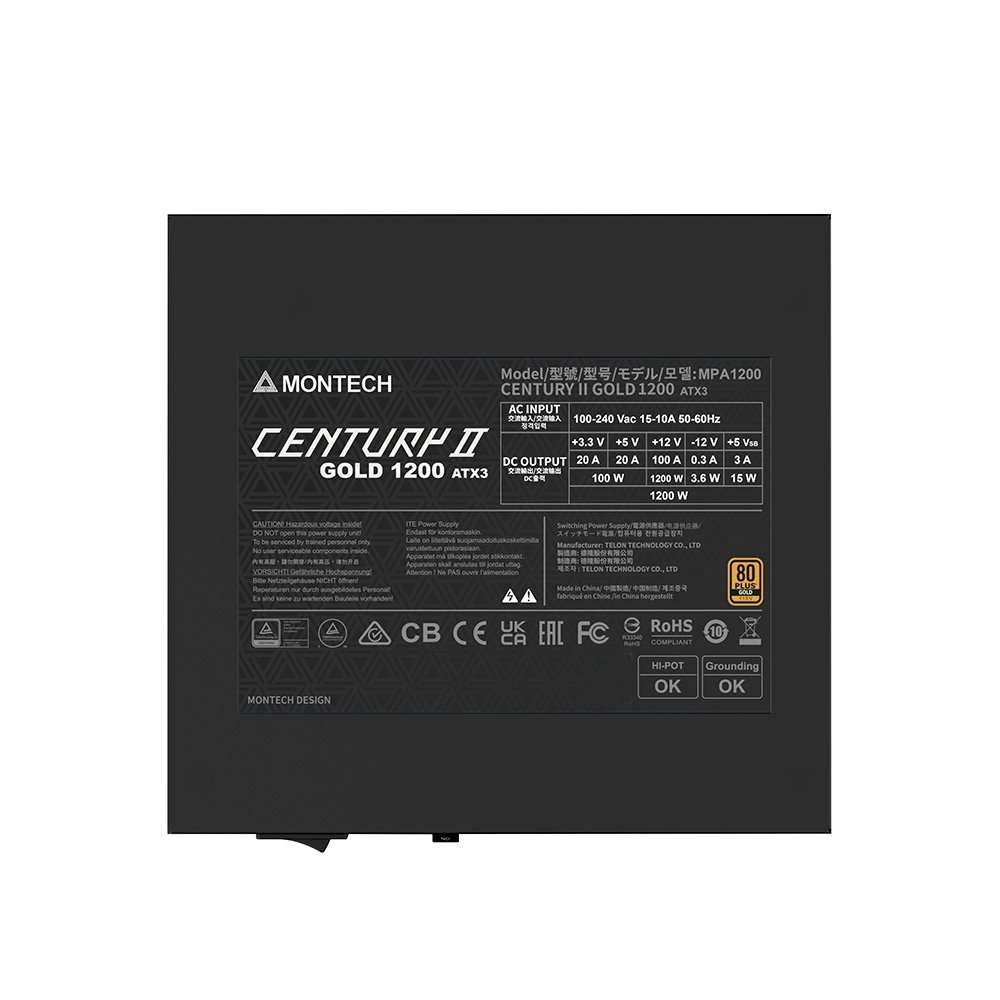 Fonte Montech CENTURY II, 1200W, 80 Plus Gold, Full Modular, ATX 3.1, PFC Ativo, Cinza - CENTURY II 1200W - view 7