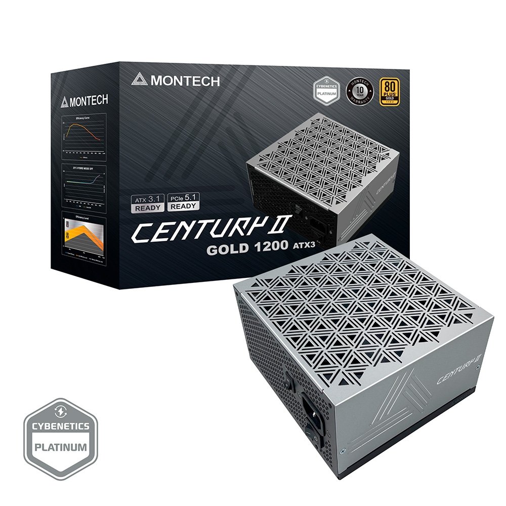 Fonte Montech CENTURY II, 1200W, 80 Plus Gold, Full Modular, ATX 3.1, PFC Ativo, Cinza - CENTURY II 1200W - view 2