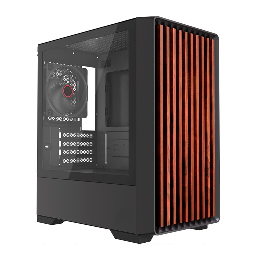Gabinete Gamer Liketec Bambu, Micro-ATX, Painel Frontal com Detalhes em Madeira, Preto - LC-KB-BAMBU-2025-1004 - view 2