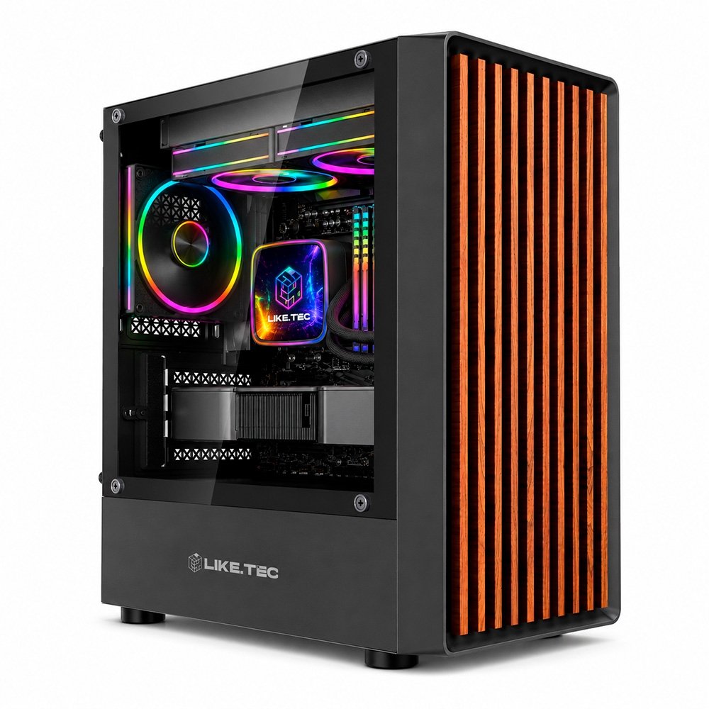 Gabinete Gamer Liketec Bambu, Micro-ATX, Painel Frontal com Detalhes em Madeira, Preto - LC-KB-BAMBU-2025-1004 - view 2