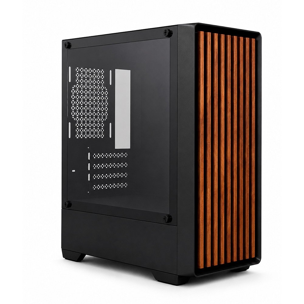 Gabinete Gamer Liketec Bambu, Micro-ATX, Painel Frontal com Detalhes em Madeira, Preto - LC-KB-BAMBU-2025-1004 - view 6