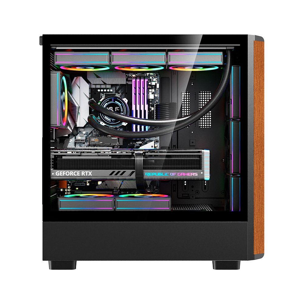 Gabinete Gamer Liketec Pinos, E-ATX, Painel Frontal com Detalhes em Madeira, Preto - LC-KB-PINOS-2025-1002 - view 4