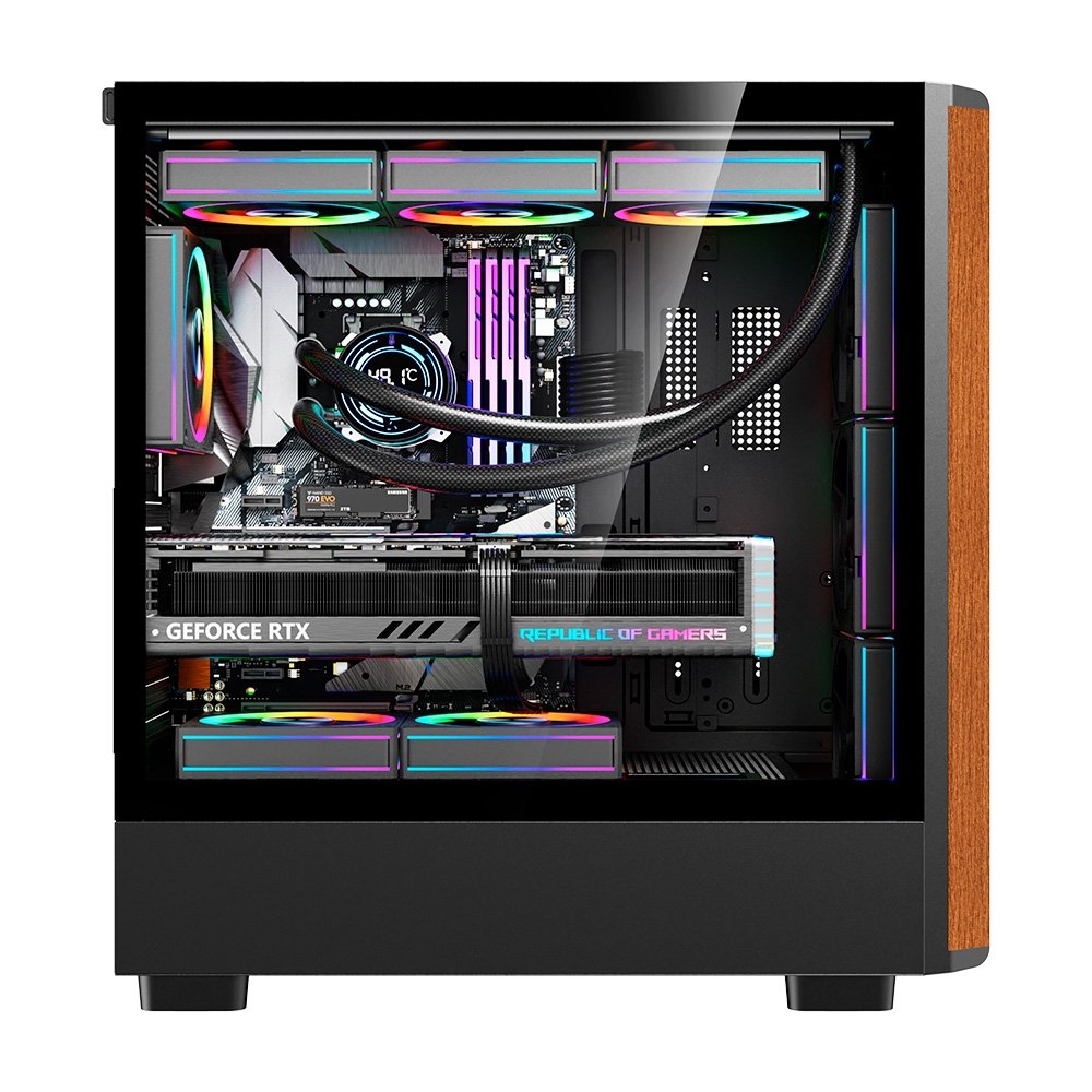 Gabinete Gamer Liketec Pinos E-ATX, Painel Frontal com Detalhes em Madeira, Preto - LC-KB-PINOS-2025-1002 - view 4
